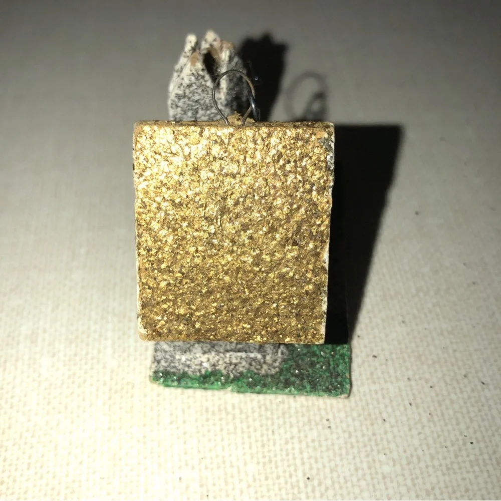 Vintage Paper‎ Cardboard Glitter Church House Christmas Tree Ornament Japan Made